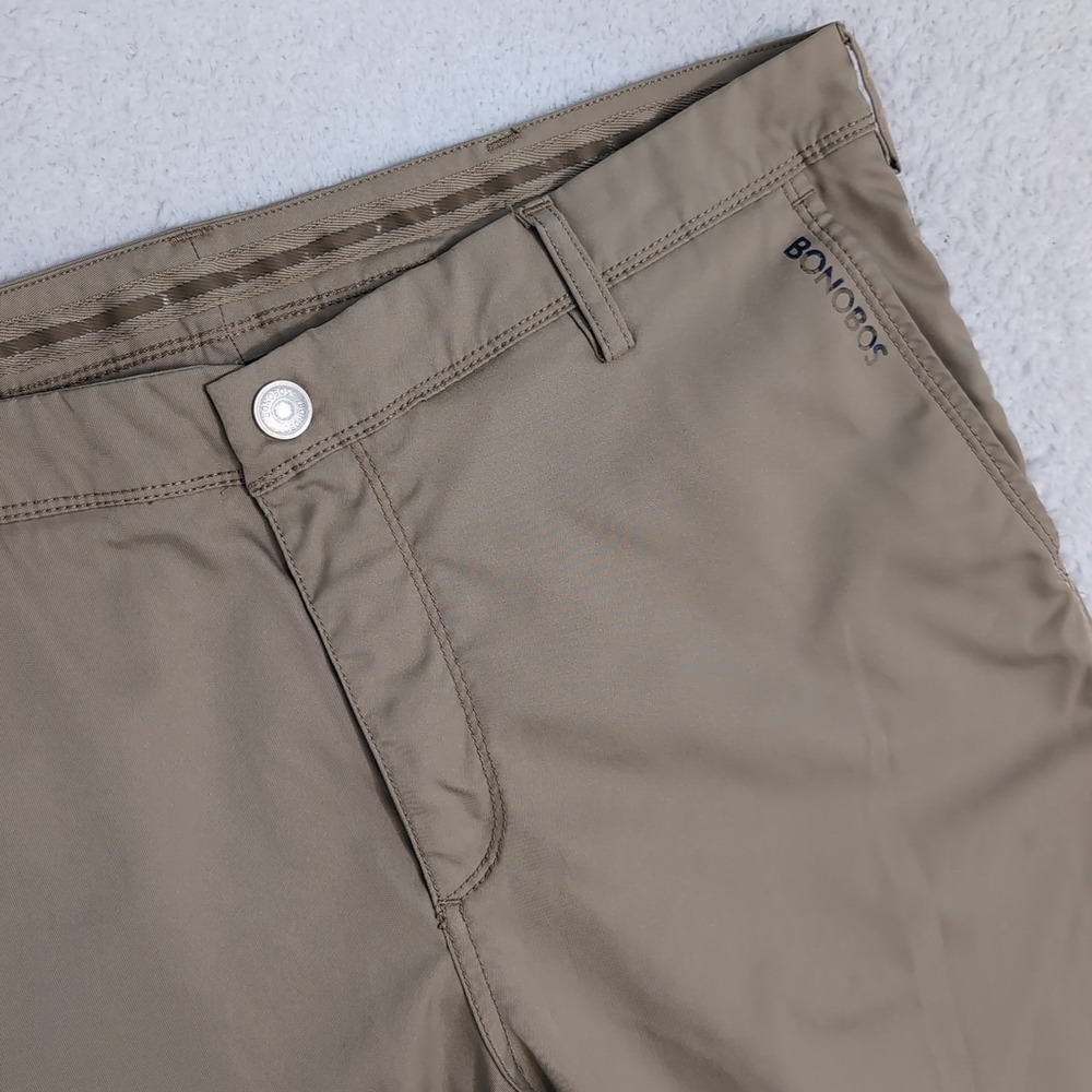 Bonobos Golf Pants Mens Size 36x32 Slim Beige Performance Ankle Zip Grip Waist .